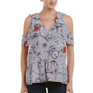 Parker Floral Cold Shoulder Silk Blouse Top Women’s XS NWT